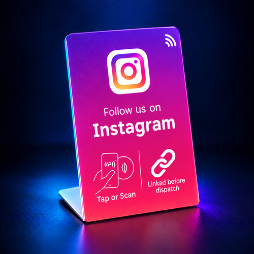 Instagram NFC tap card linked before dispatch